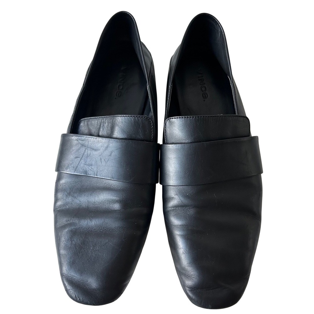 Vince Leather‎ Collapsible Heel Loafers 8M Black Slip On Flats Minimalist Casual